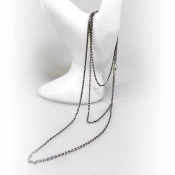 San - Link of joy Halskette aus 925er Sterlingsilber, schwarz rhodiniert, 90 cm