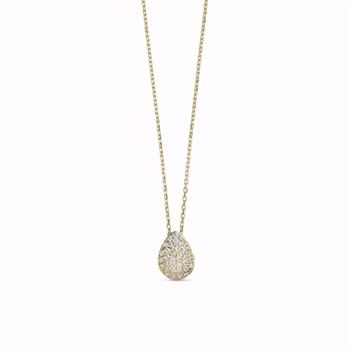 Guld & Sølv Design Goldanhänger Tropfenform 8 kt mit Zirkonia und Kette