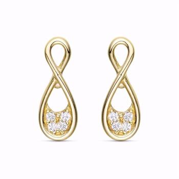 Guld & Sølv Design Ohrstecker aus 8 Karat Gold mit Zirkonia