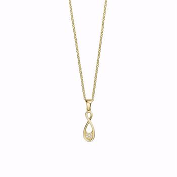 Guld & Sølv Design Goldanhänger 8 Karat mit Zirkonia und Kette