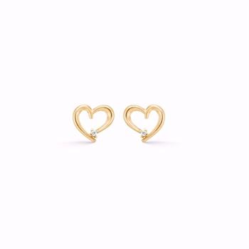 Guld & Sølv Design Gold Ohrstecker Herz 8 Karat mit Zirkonia