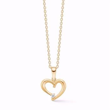 Guld & Sølv Design Herzanhänger aus 8 kt Gold mit Zirkonia und Kette