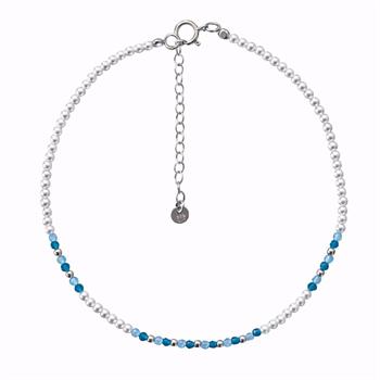 Guld & Sølv Design Fußkettchen Silber mit Aquamarin und Perlen