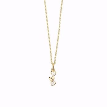 Guld & Sølv Design Herzanhänger aus 8 Karat Gold mit Zirkonia und Kette