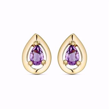 Guld & Sølv Design Ametyst Ohrstecker 8 kt Gold