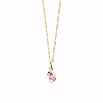 Guld & Sølv Design Goldanhänger mit Amethyst in 8 kt Gold und 45 cm Kette
