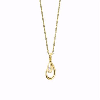 Guld & Sølv Design Goldanhänger 8 Karat mit Zirkonia und Kette