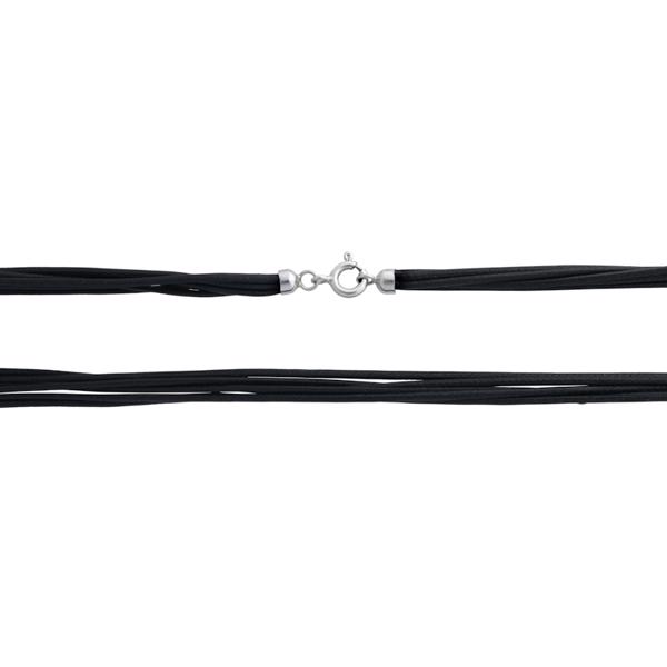 Blicherfuglsang 6-strängige schwarze Baumwollkette mit Silberverschluß
