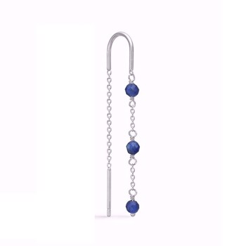 Øreringe med kæde og blå kvarts i sterling sølv fra Guld & Sølv Design