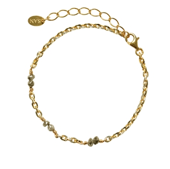 Bracelet & Necklace - Goldplated w. Antracit Raw Diamonds 16+4cm, von San - Links of Joy