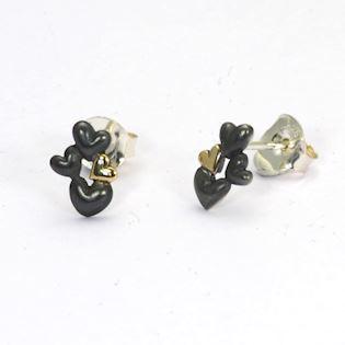 GSD Hearts 925 Sterling Silber Ohrringe schwarz rhodiniert und vergoldet, Modell GSD_1710-1