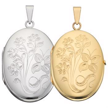 Ovales Medaillon mit Muster für Foto in Silber oder Gold - Verschiedene Größen