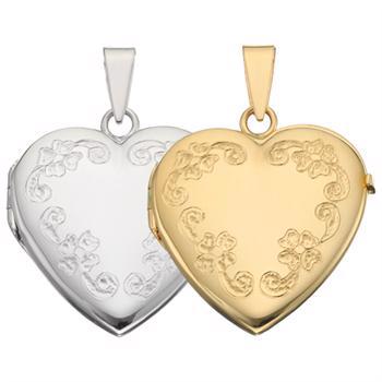 Herzmedaillon mit Muster für 2 x Foto in Silber oder Gold - Verschiedene Größen