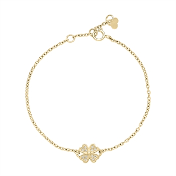 Lund Copenhagen Kløver Armband mit Zirkonia, vergoldet, 16-18 cm