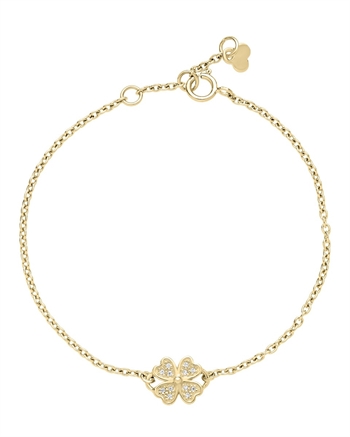 Lund Copenhagen Kløver Armband mit Zirkonia, vergoldet, 14–16 cm