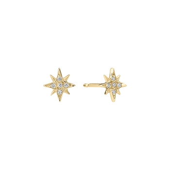 Lund Copenhagen Stern Ohrstecker mit Zirkonia aus 9 Karat Gold