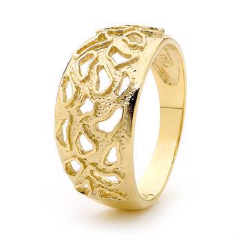 Breiter Ring aus 9 kt Gold mit Muster