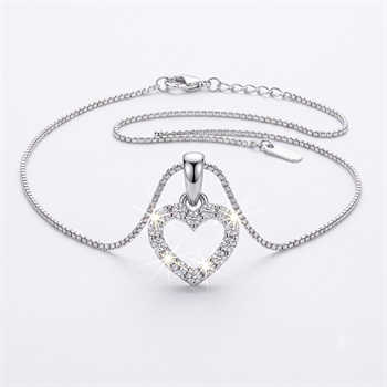 Herzanhänger aus 8 Karat Weißgold mit Zirkonia, L_G_504005