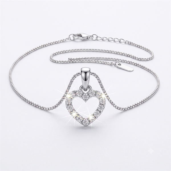 Herzanhänger aus 8 Karat Weißgold mit Zirkonia, L_G_504005