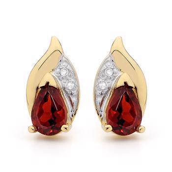 Schöne rote Granat- und Diamant-Ohrringe