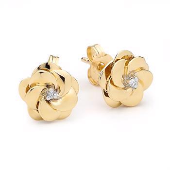 Goldblumen-Ohrringe mit Diamanten