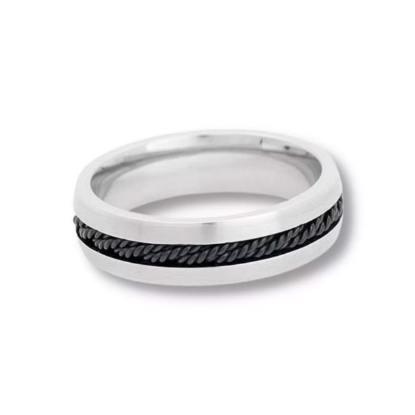 COSMO, Stål ring med en sort kæde i midten, by Billgren - Medium, 20 mm