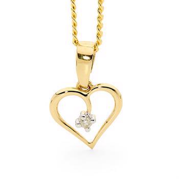 Herz aus 9 Karat Gold mit 1 x 0,02 Karat Diamant