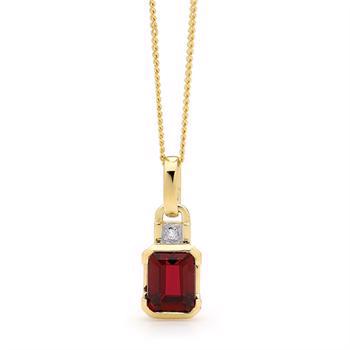 Bee Jewelry Rubin und Diamant 9 kt Gold Halskette leer, Modell 64659-CR
