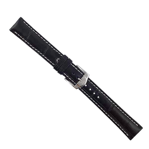 Sort alligatorskinds urrem fra ZRC, her 18-20 mm og længde 180 mm