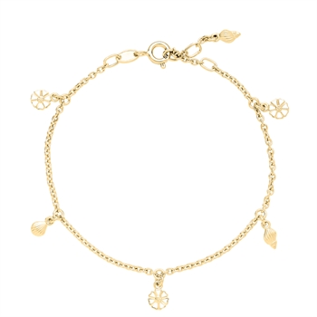 Marguerit Armband Muschel 3x5mm vergoldet 925 Silber, 17-18-19cm