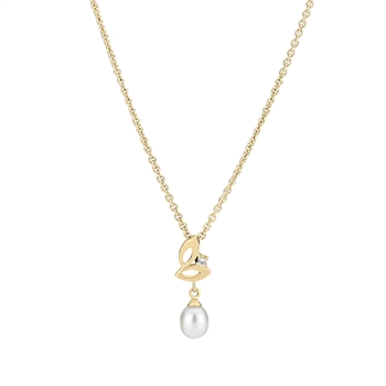Halskette Süßwasserperle 6,5-7mm Zirkonia vergoldet 925, 45-48cm