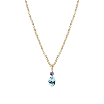 Lund Copenhagen Collier vergoldetes Silber mit Topas und Iolith 45-48 cm