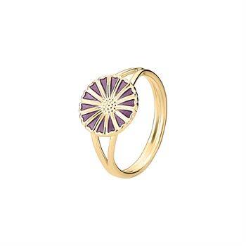 Lund Copenhagen Marguerit Ring 11 mm vergoldetes Sterling Silber mit lilaner Emaille