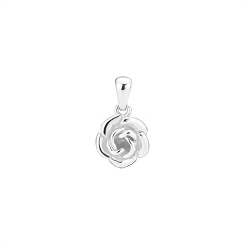 Silberner Rosenanhänger, glänzend poliert, mit Öse für Kette, 9x9mm Sterling Silber.