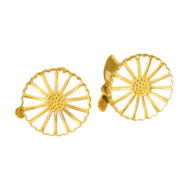 18 mm Marguerite Ohrclips in weiß/vergoldet von Lund of Copenhagen