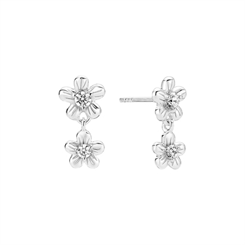 Ørestik med blomst og zirkonia sterling sølv