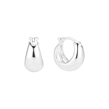 Runde Creolen aus glänzendem Sterling-Silber mit glatter Oberfläche, geschlossenem Design.