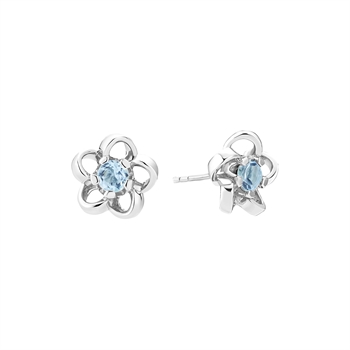 Ørestik blomst med topaz sterling sølv
