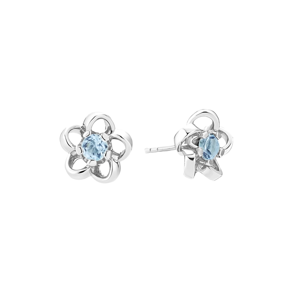 Ørestik blomst med topaz sterling sølv