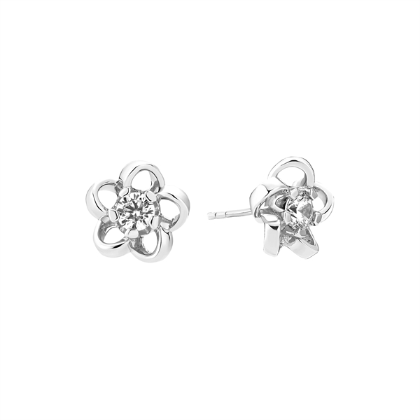 Ørestik blomst med zirkonia sterling sølv