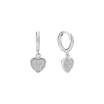 Lund Copenhagen Creol Herz Ohrringe aus Sterling Silber mit Zirkonia