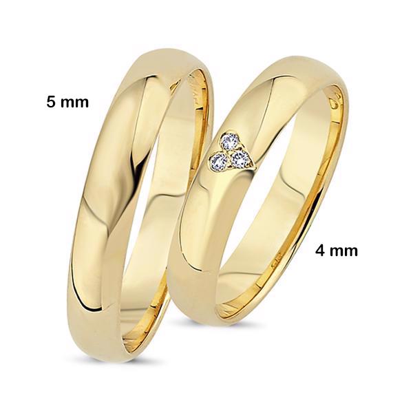 Nuran True Love 8 karat gelbgold Trauringe mit 0.03 ct diamanten wesselton si in herz