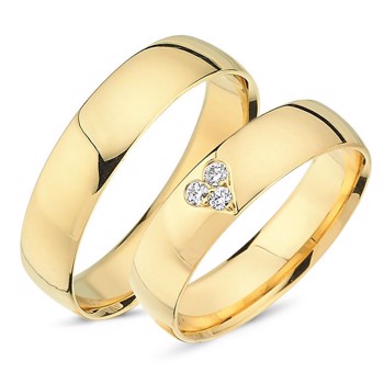 Nuran Love 20. Jahrestag 14 Karat Gelbgold Trauringe mit 0,06 Karat Diamanten wesselton si