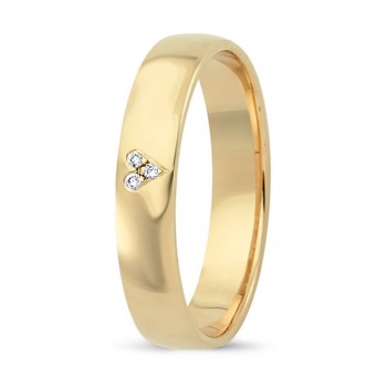 Nuran Love Sweet Love Gelbgold Damering med 3 stk diamanter Wesselton SI