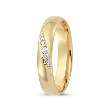 Nuran Love Sweet Love Gelbgold Damering med 7 stk diamanter Wesselton VS