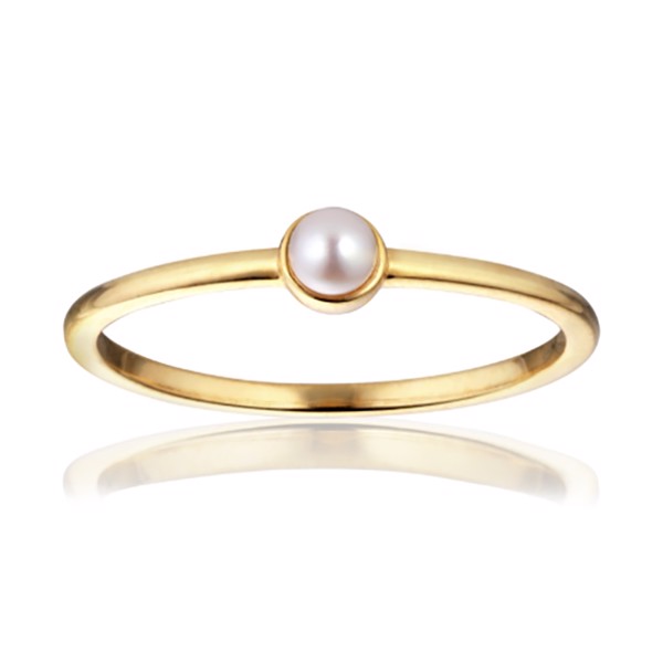 Alura Ocean ring 01 i forgyldt sølv med perle