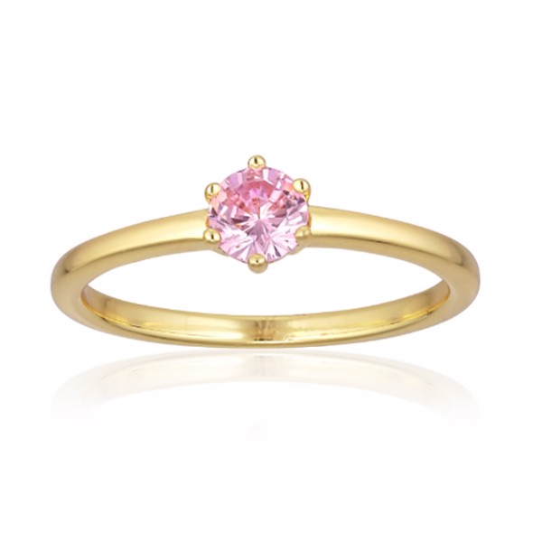 Alura Eclipse ring 03 i forgyldt sølv med smuk pink sten