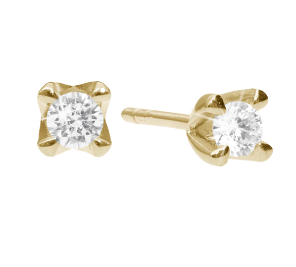 Ørestikker, 8k guld m/2x0,75ct Labgrown , von Aagaard