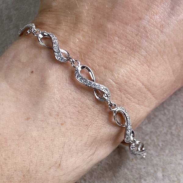 San - Link of joy 925 Sterling Silber Armband hell oxidiert