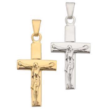 Breites Stuhlkreuz mit Jesus, Silber oder Gold - Verschiedene Größen